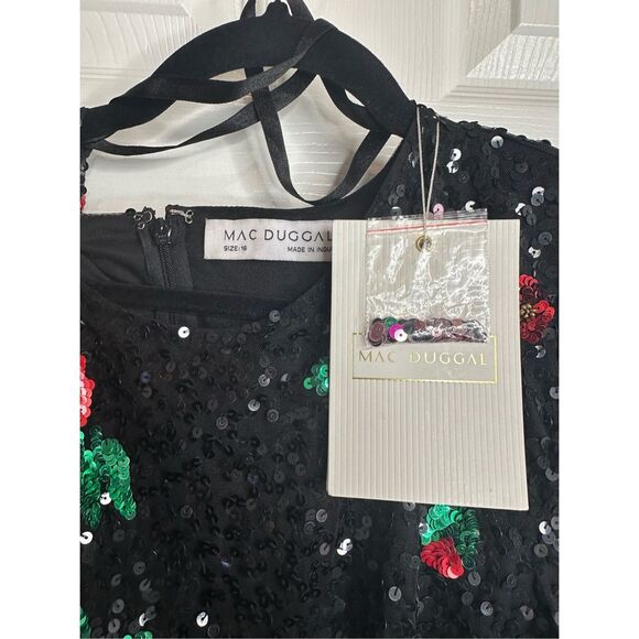 Mac Duggal Sz 16 Style5596 Black Floral Sequin Formal Evening Gown NWT MSRP $698 - Picture 6 of 12
